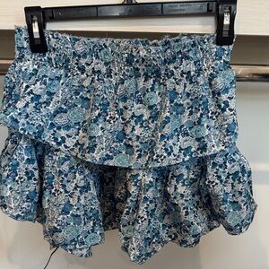 LoveShackFancy Blue Floral Mini Skirt